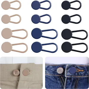 12PCS Button Extenders for Jeans, Pants Waist Button Extender for Women Men, 3 Colors Pant Waistband Expander, Pants Waist Extension 1-1.4 Inches
