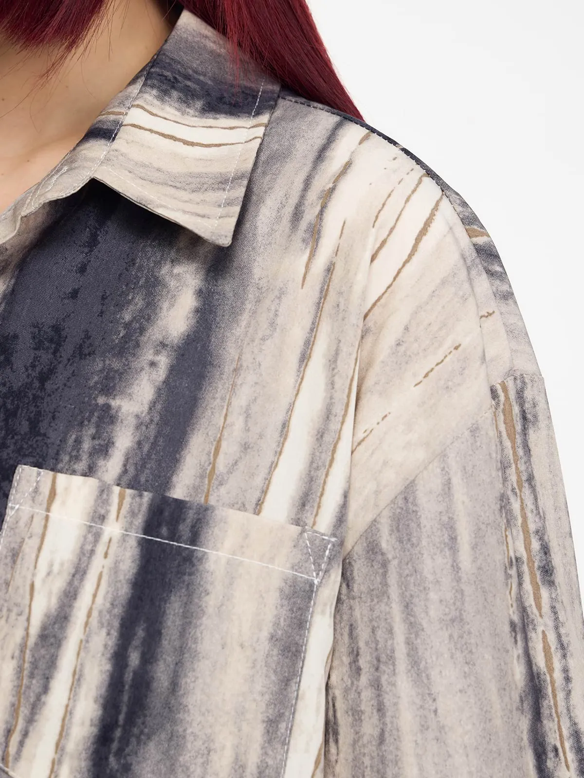 Abstract Print Short Sleeve Button Shirt