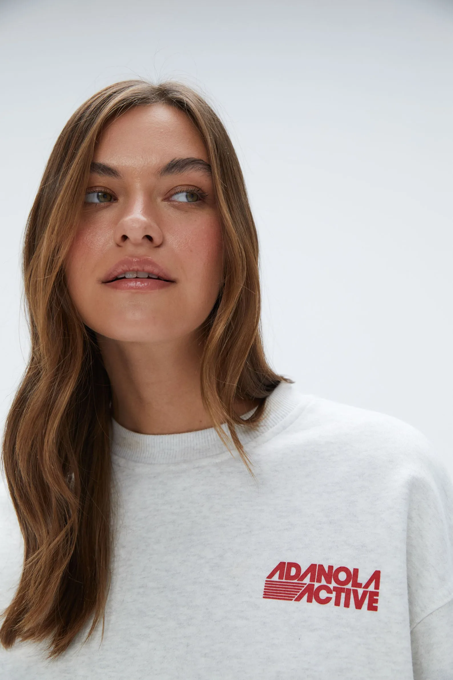 Active Relaxed Sweatshirt - Light Grey Melange/Classic Red