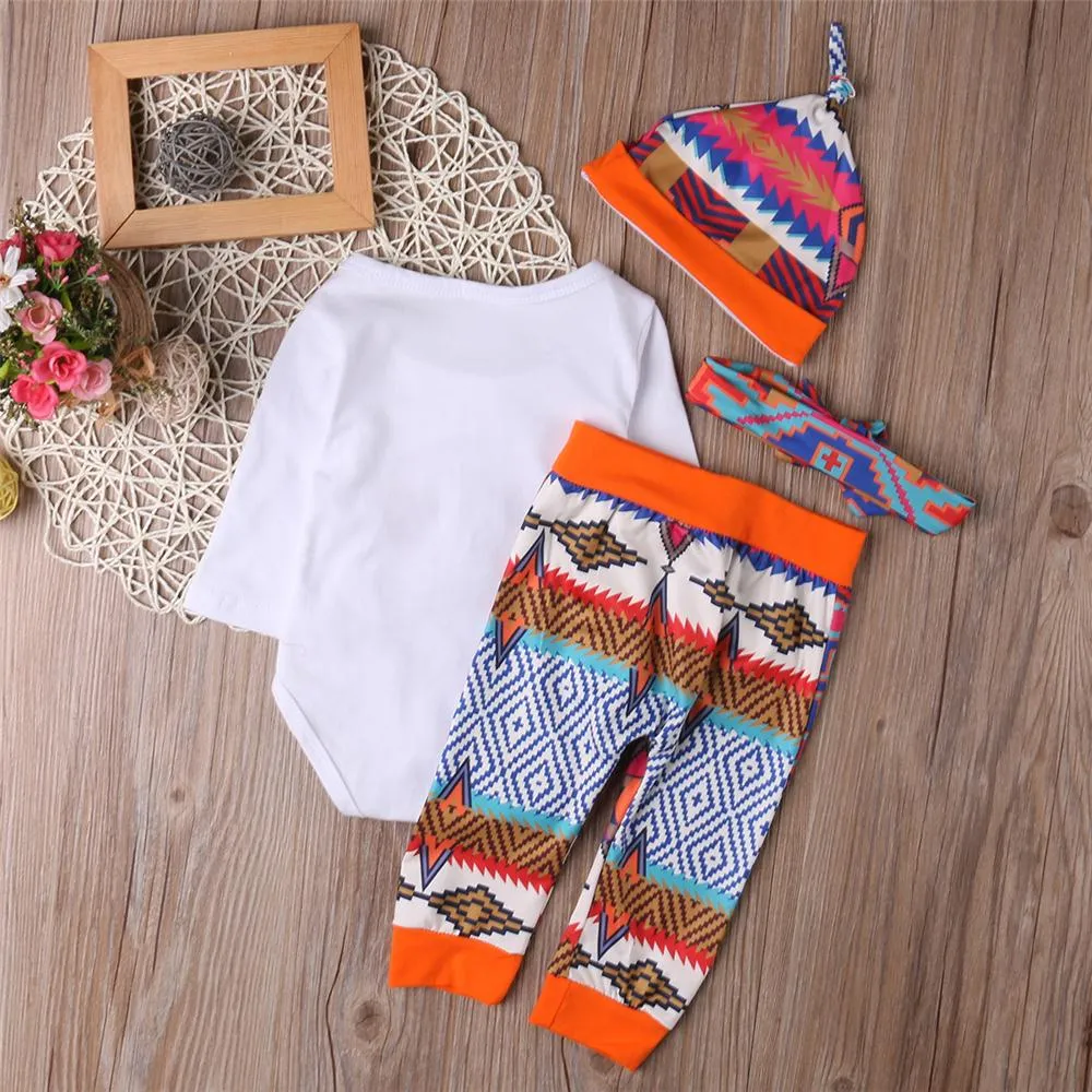 Baby Unisex First Thanksgiving 4-PCS Romper & Pants Baby Wholesale Clothing