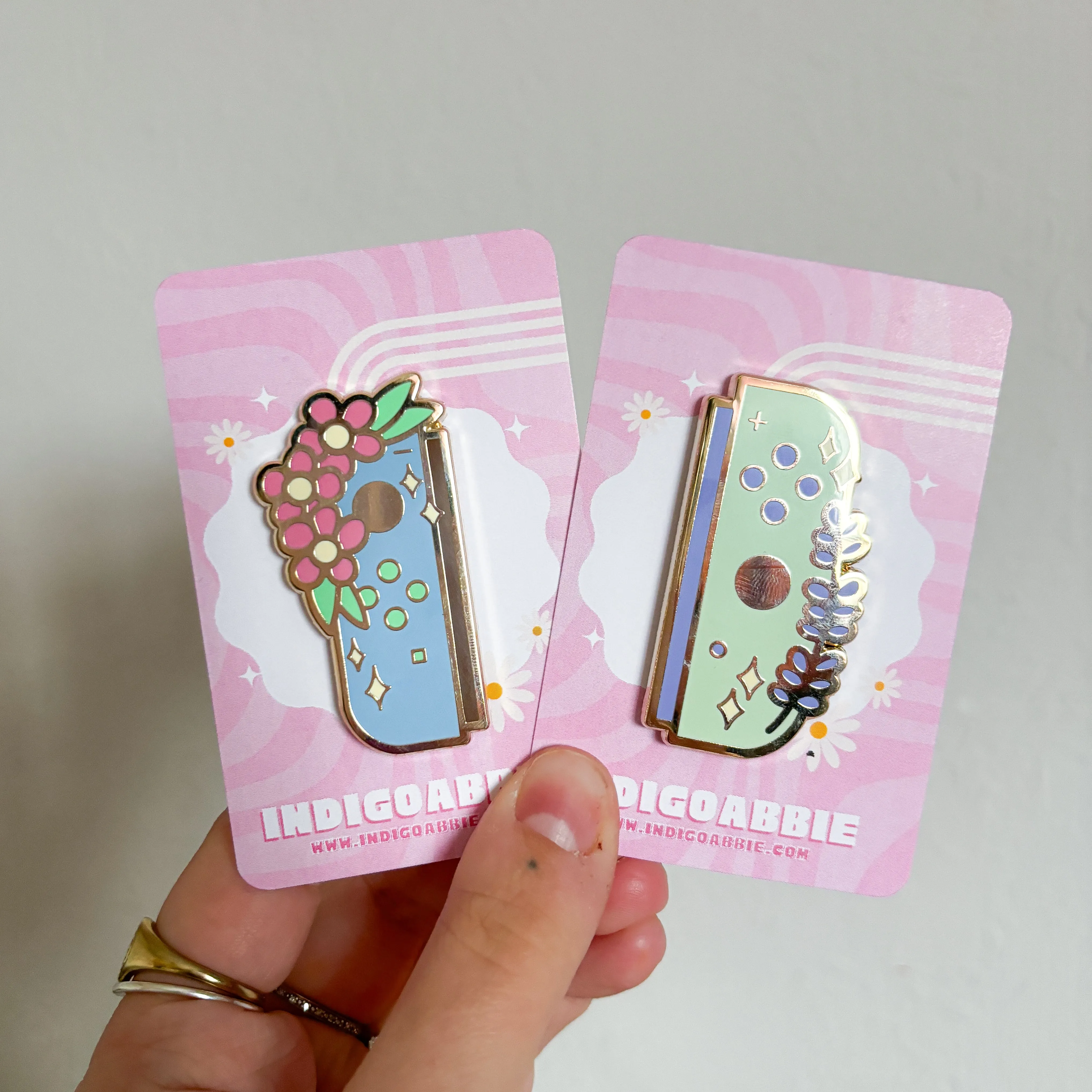 Blue Floral JoyCon Enamel Pin | Nintendo Switch Enamel Pin Floral Joycon Pin