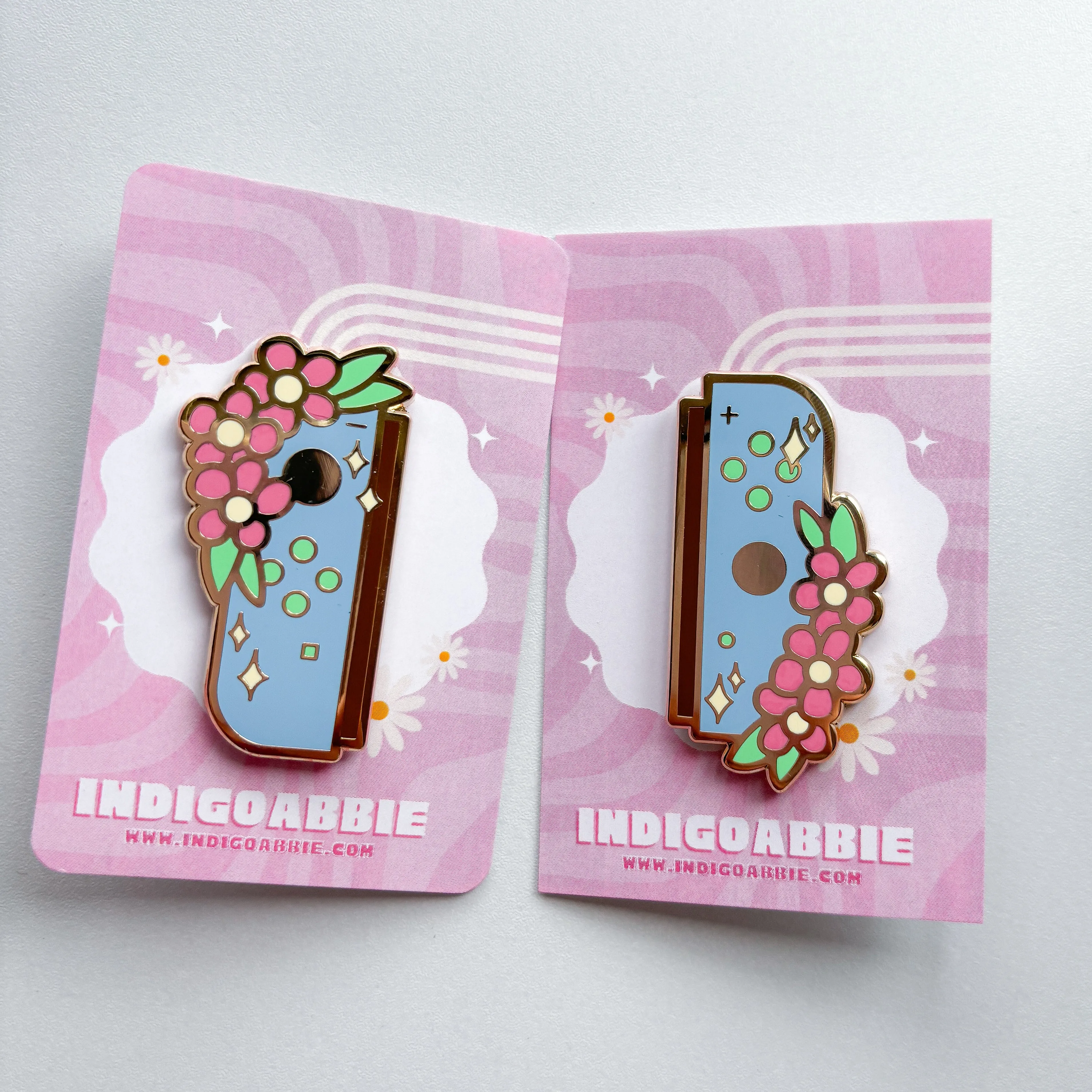Blue Floral JoyCon Enamel Pin | Nintendo Switch Enamel Pin Floral Joycon Pin