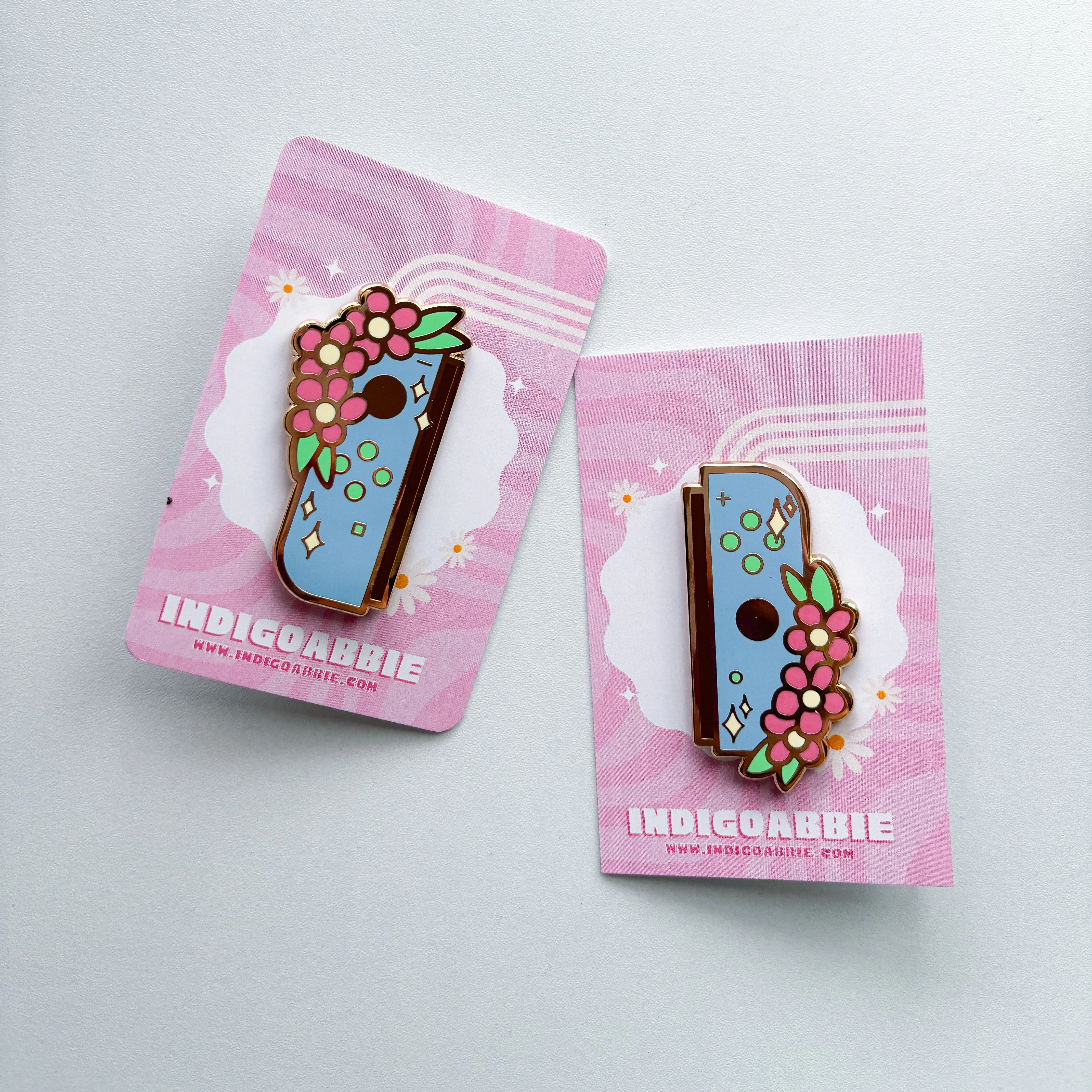 Blue Floral JoyCon Enamel Pin | Nintendo Switch Enamel Pin Floral Joycon Pin