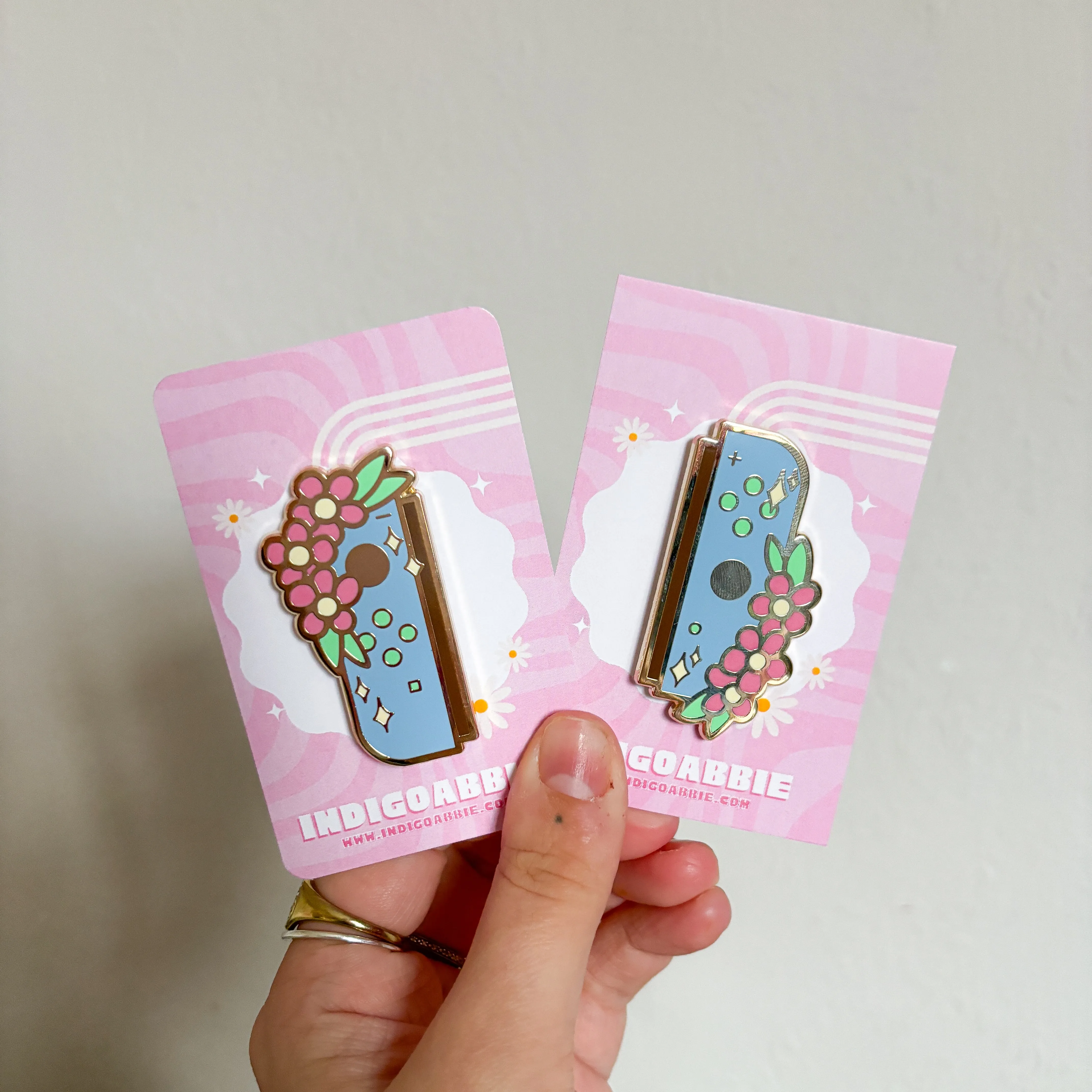 Blue Floral JoyCon Enamel Pin | Nintendo Switch Enamel Pin Floral Joycon Pin