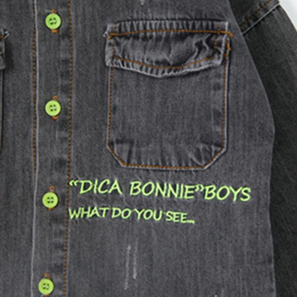Boys Lapel Solid Denim Jackets Baby Boys Clothes Wholesale