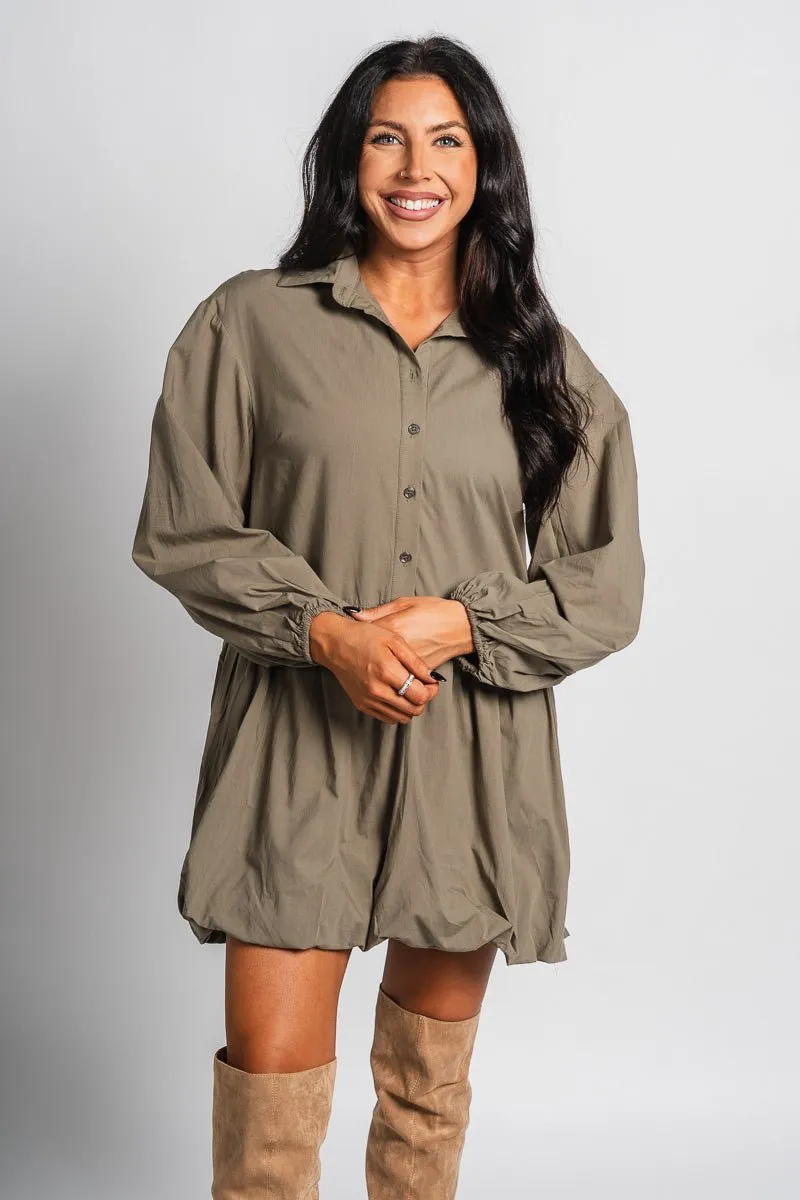 Bubble hem shirt dress olive