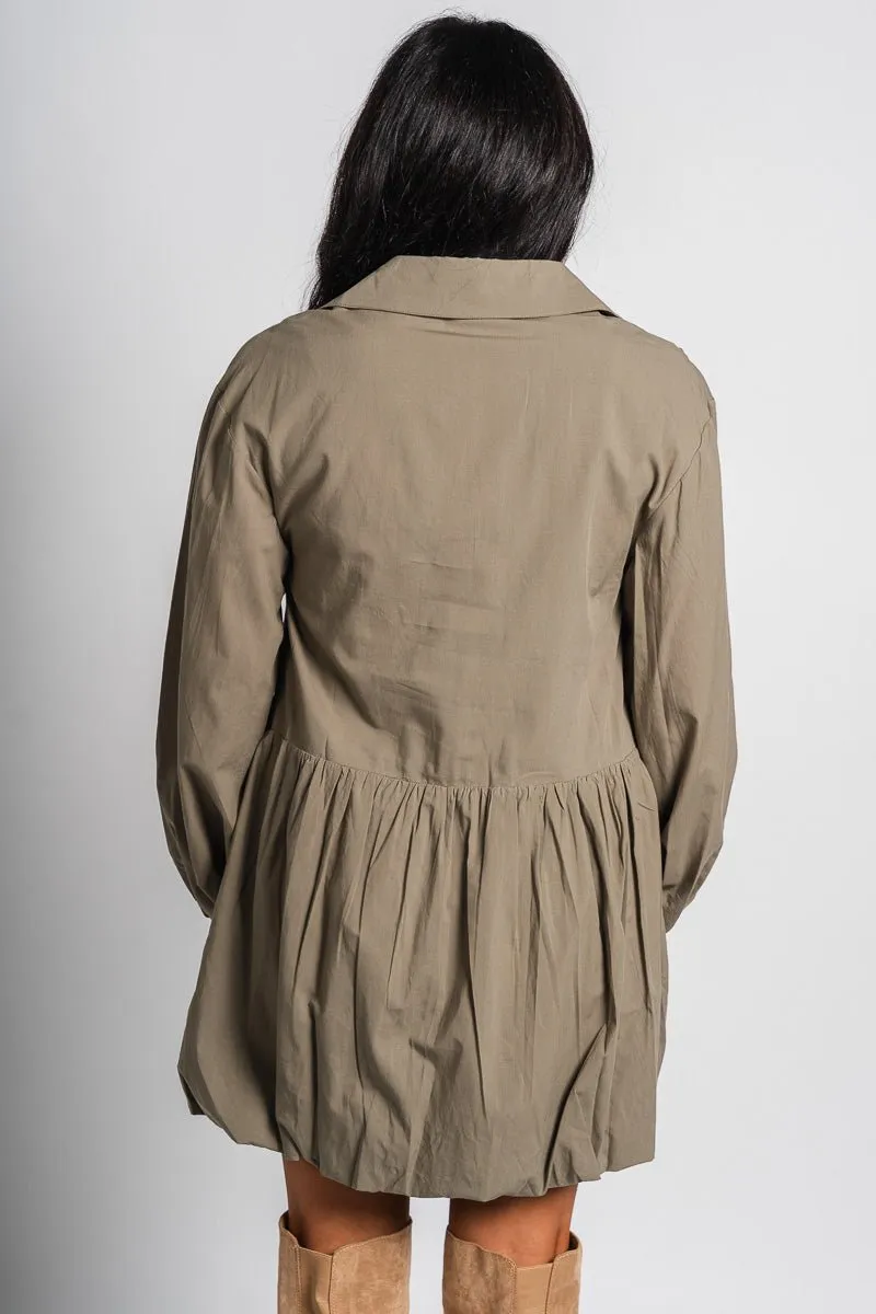 Bubble hem shirt dress olive