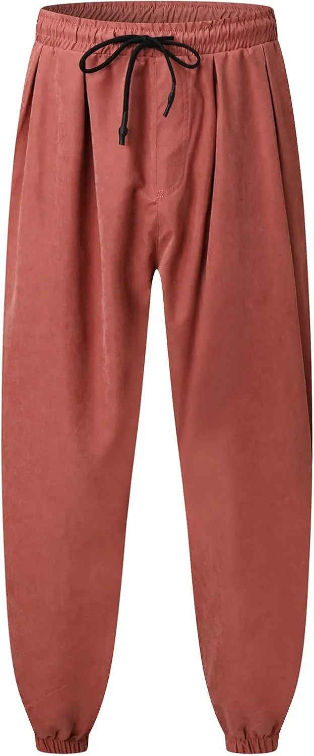 Cargo Pants for Men Relaxed Fit Hiking Outdoor Men's Heavyweight Fleece Cargo Sweatpants Stretch Elastic Waist Baggy
