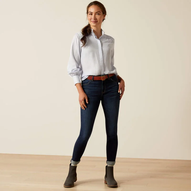 Charolais Blouse Blue Pinstripe