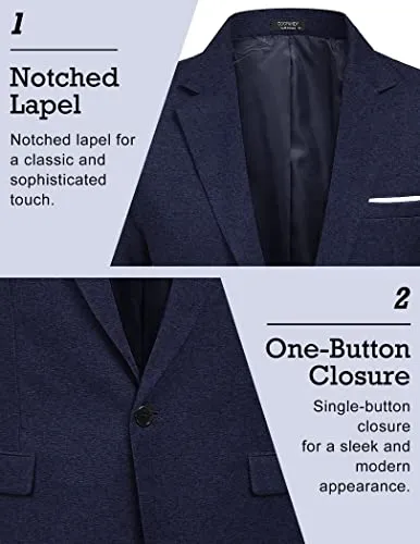 COOFANDY Men Slim Fit Suits Casual Lightweight Blazer Jackets One Button Tuxedos Navy Blue