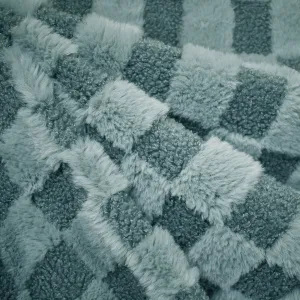 Cozy Checkered Teddy Sherpa Fleece Sea Glass SY
