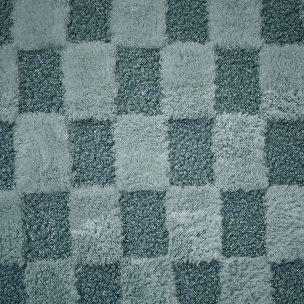 Cozy Checkered Teddy Sherpa Fleece Sea Glass SY