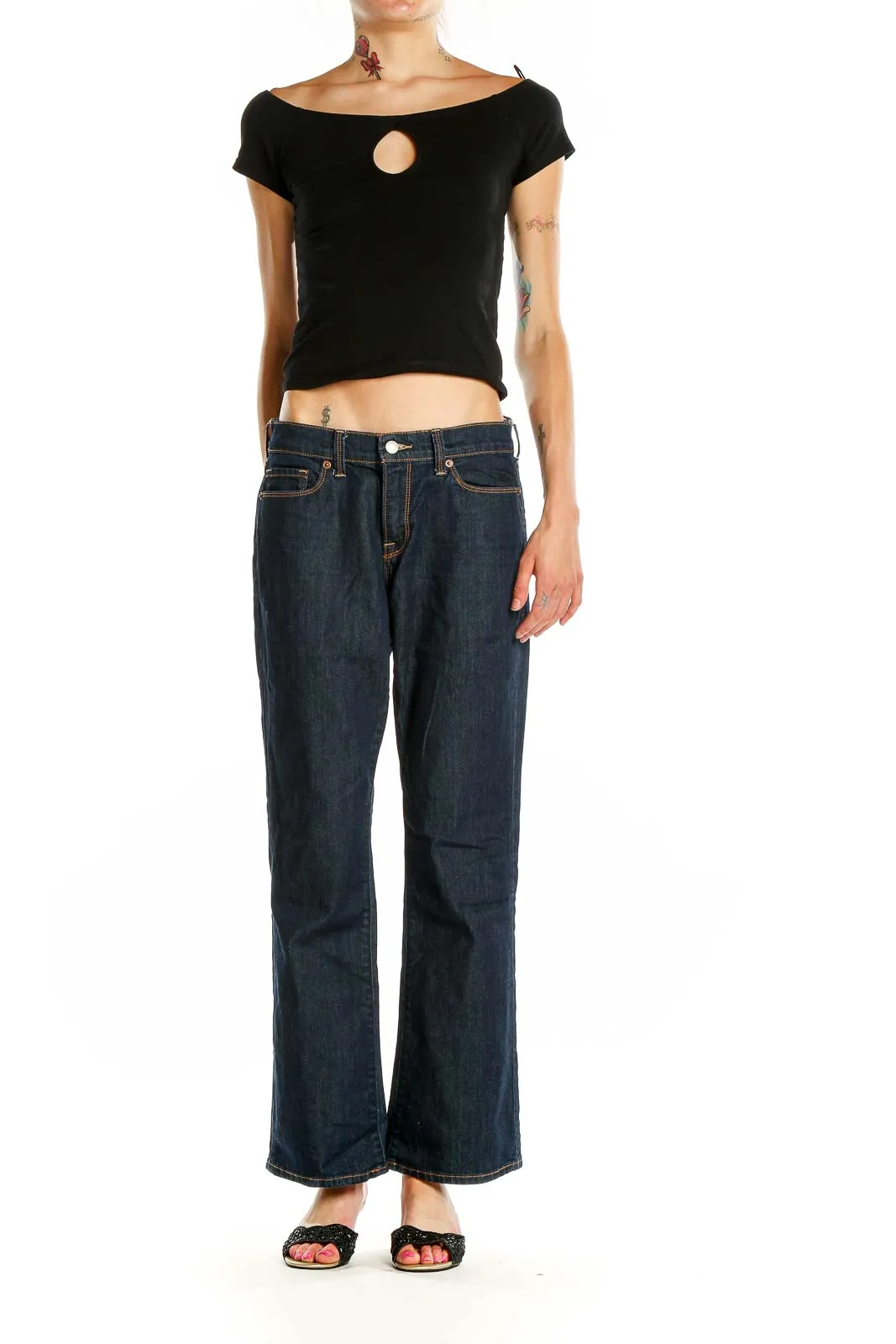 Dark Blue Classic Bootcut Jeans