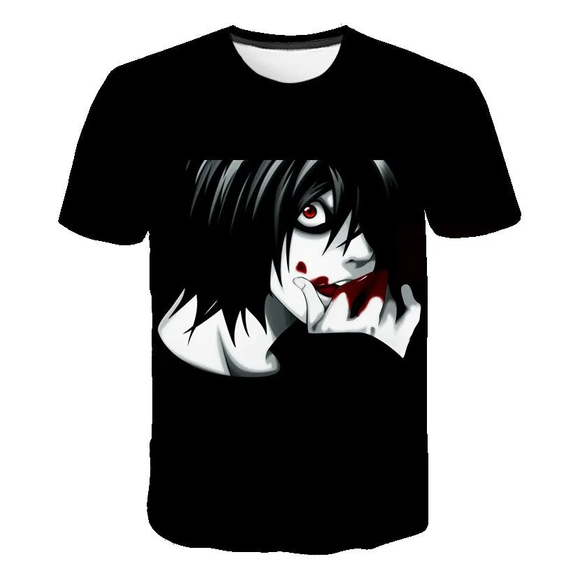 Death Note 3D Gedruckt T-shirt Anime Harajuku Streetwear  Mode Oansatz Kurzarm Übergroßen T-shirt Hip Hop