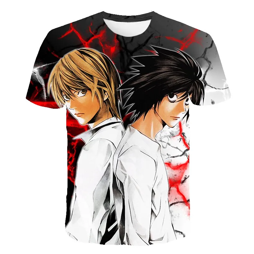 Death Note 3D Gedruckt T-shirt Anime Harajuku Streetwear  Mode Oansatz Kurzarm Übergroßen T-shirt Hip Hop