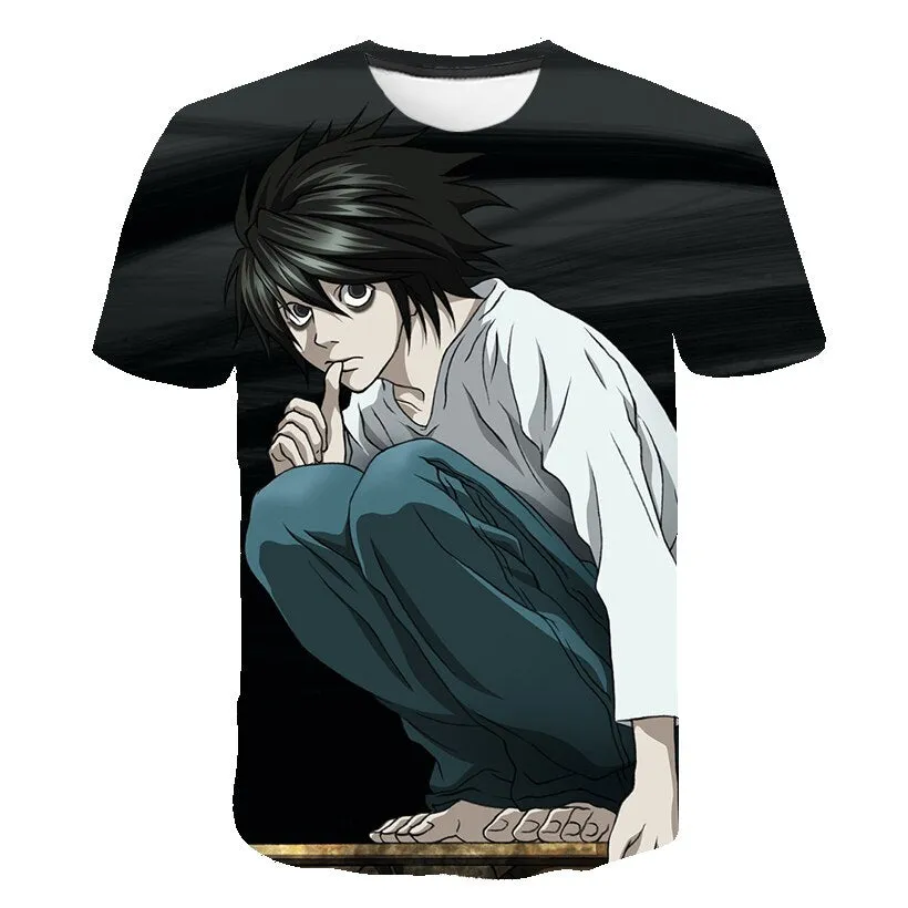 Death Note 3D Gedruckt T-shirt Anime Harajuku Streetwear  Mode Oansatz Kurzarm Übergroßen T-shirt Hip Hop