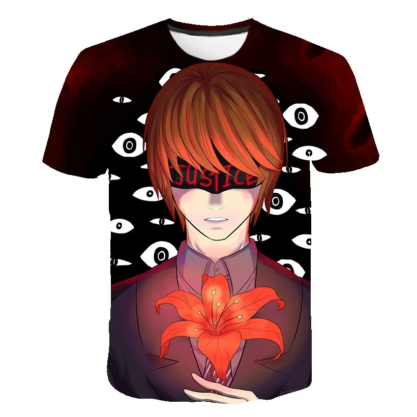 Death Note 3D Gedruckt T-shirt Anime Harajuku Streetwear  Mode Oansatz Kurzarm Übergroßen T-shirt Hip Hop