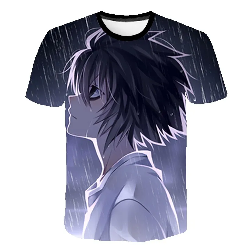 Death Note 3D Gedruckt T-shirt Anime Harajuku Streetwear  Mode Oansatz Kurzarm Übergroßen T-shirt Hip Hop