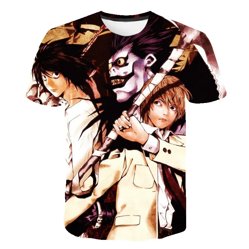 Death Note 3D Gedruckt T-shirt Anime Harajuku Streetwear  Mode Oansatz Kurzarm Übergroßen T-shirt Hip Hop