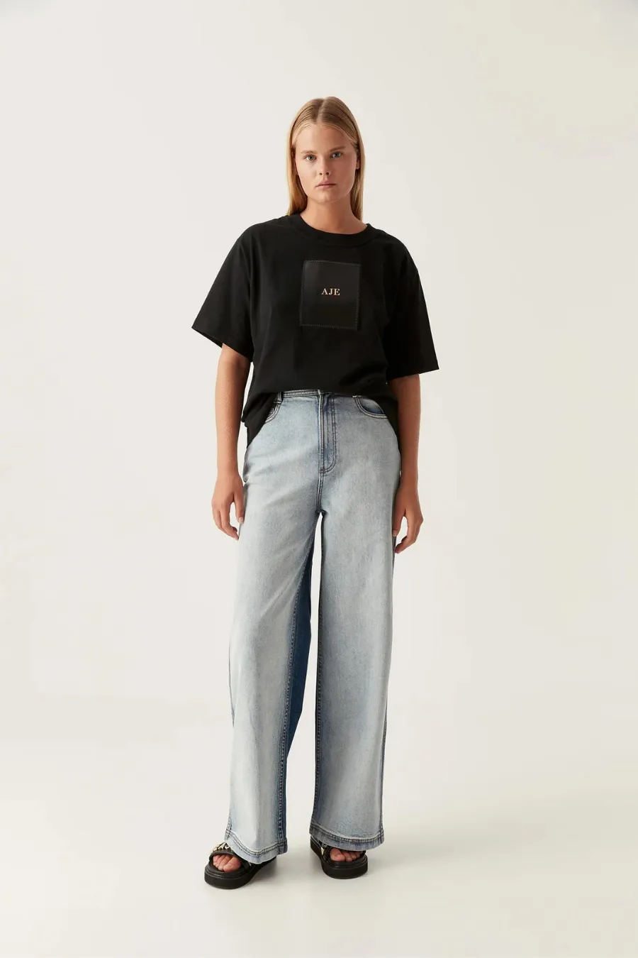 Embrace Wide Leg Jeans Two Tone Indigo