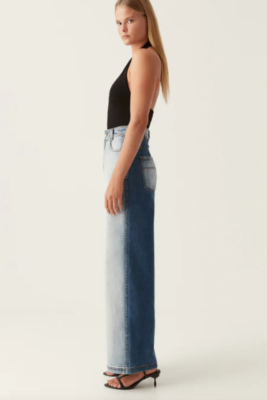 Embrace Wide Leg Jeans Two Tone Indigo