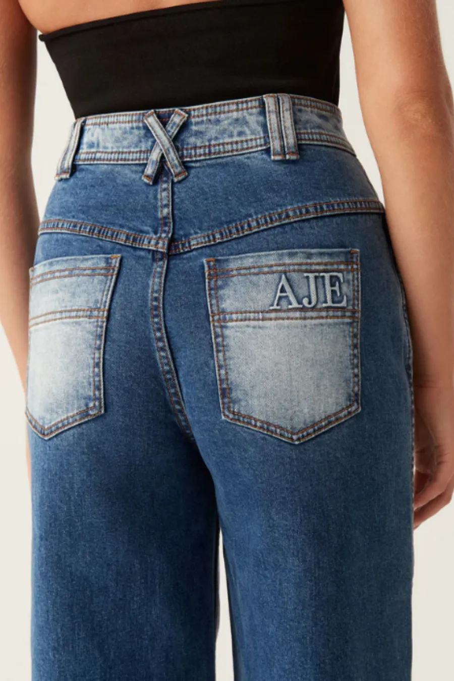 Embrace Wide Leg Jeans Two Tone Indigo