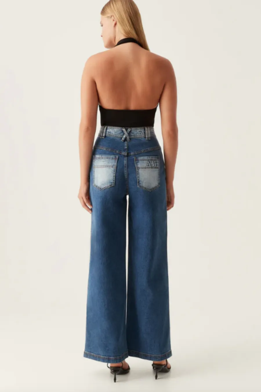 Embrace Wide Leg Jeans Two Tone Indigo