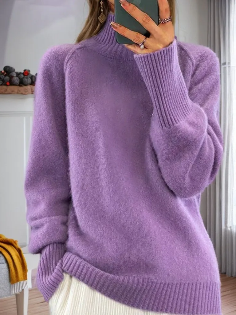 Essential Solid Turtleneck Thick Knit Pullover Sweater