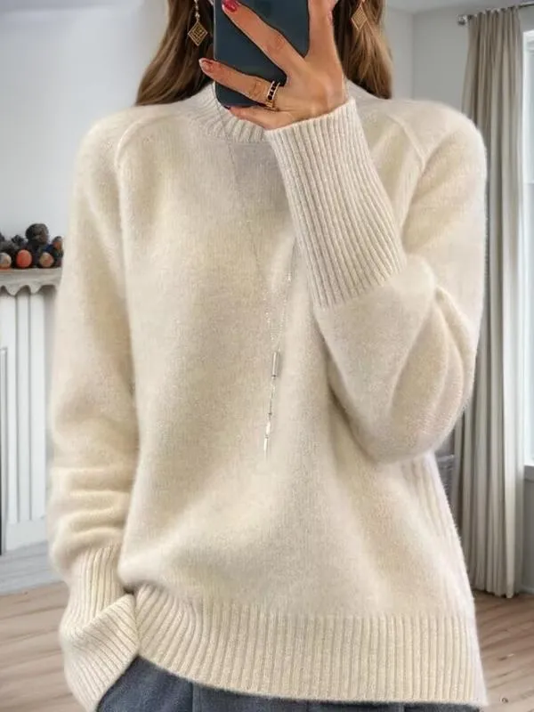 Essential Solid Turtleneck Thick Knit Pullover Sweater