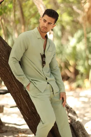 FIJI SAGE GREEN SEERSUCKER PANTS