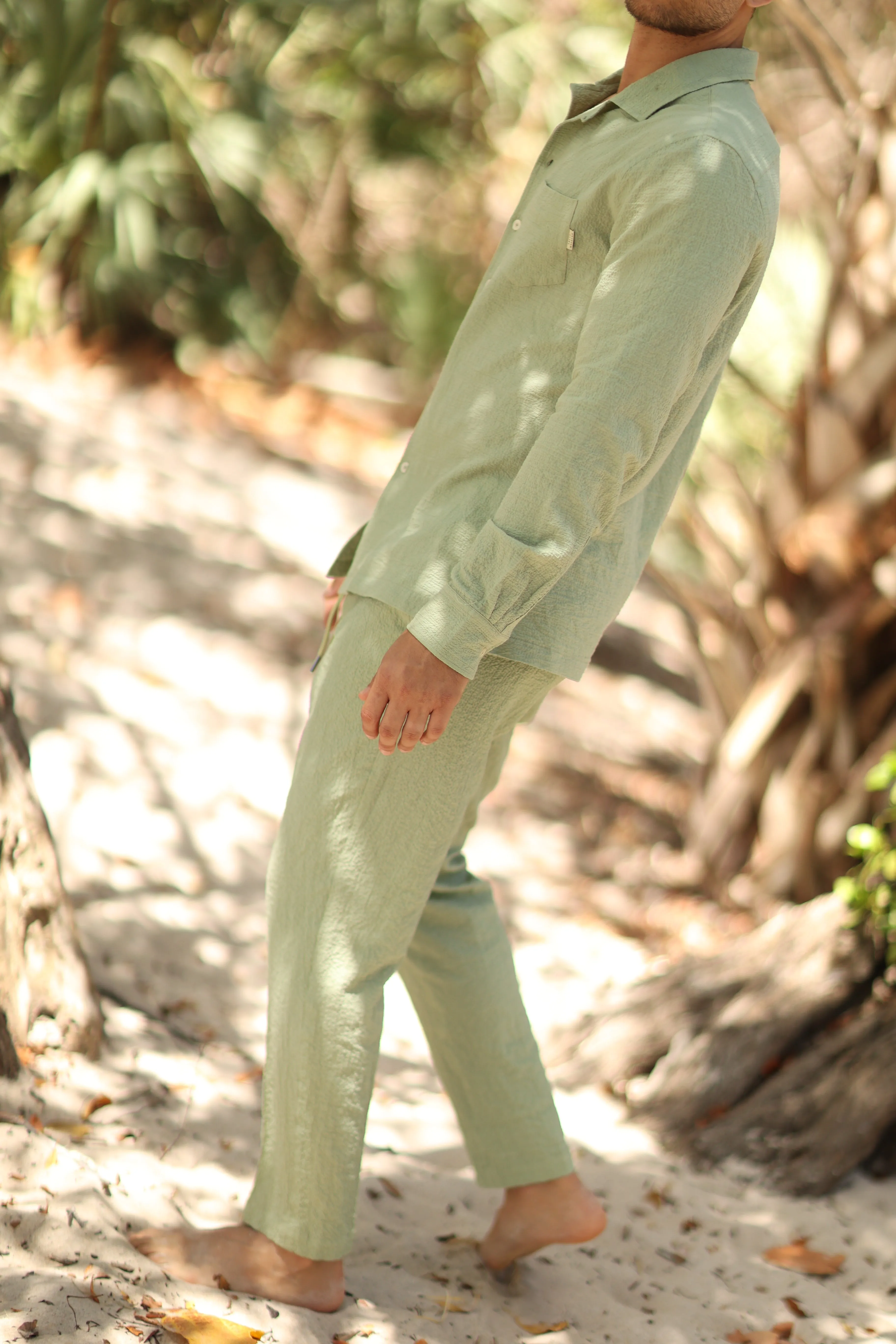 FIJI SAGE GREEN SEERSUCKER PANTS