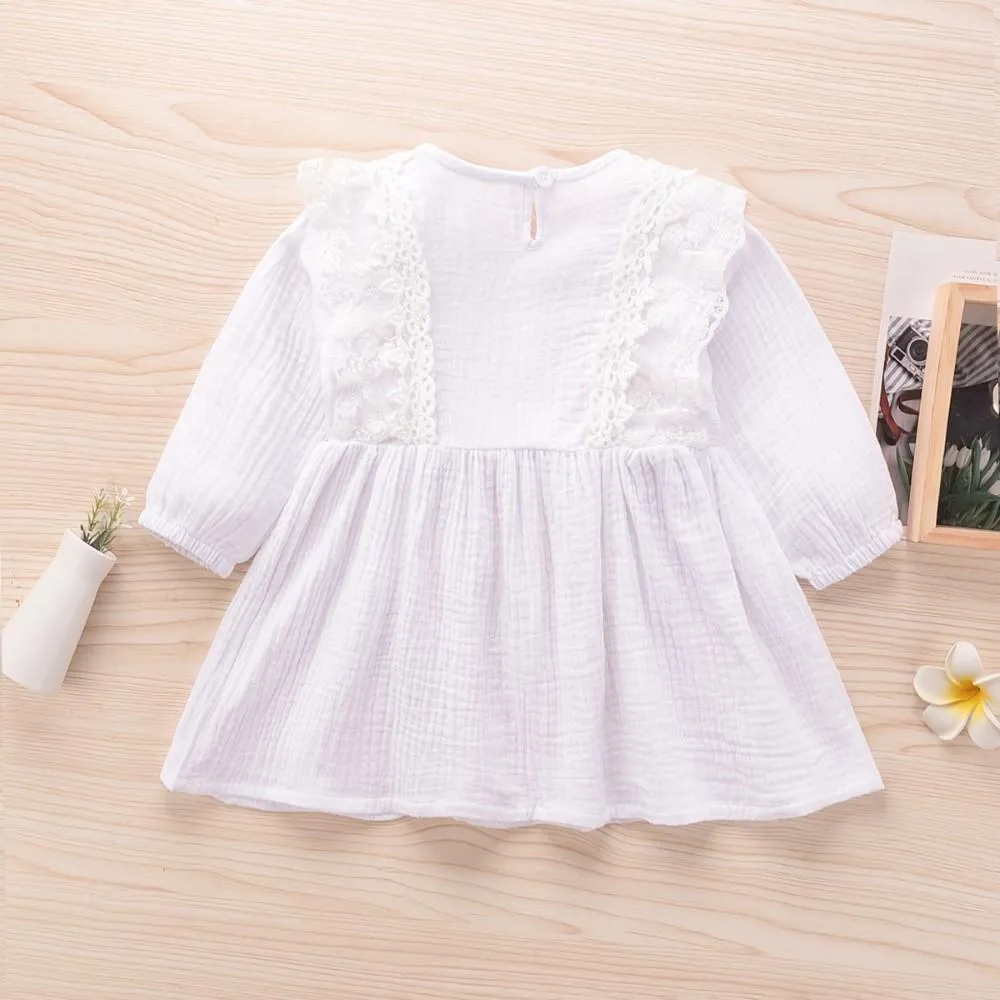 Girls Long Sleeve Solid Dress Wholesale Little Girl Dresses