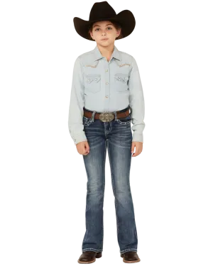 Grace Kid's In LA Girl's Medium Wash Horseshoe Pocket Bootcut Jeans