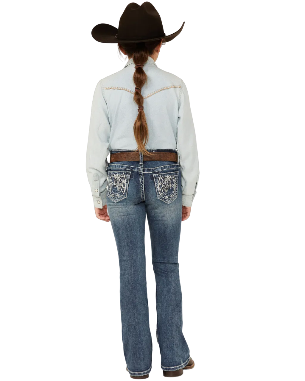 Grace Kid's In LA Girl's Medium Wash Horseshoe Pocket Bootcut Jeans