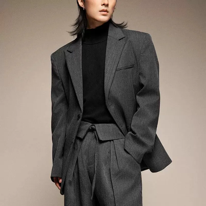 Gray Pinstripe Suit Jacket