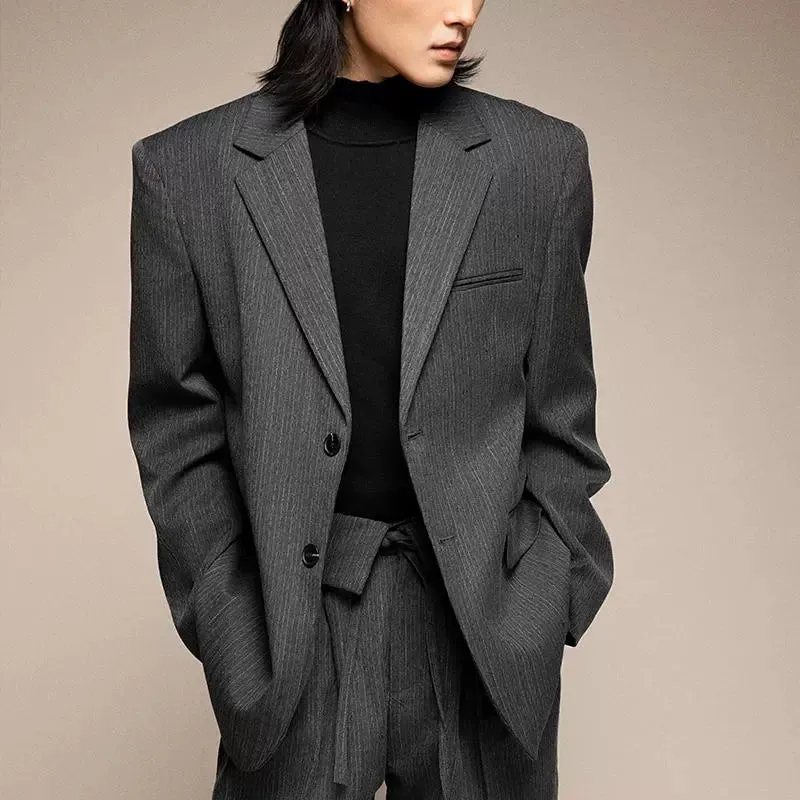 Gray Pinstripe Suit Jacket