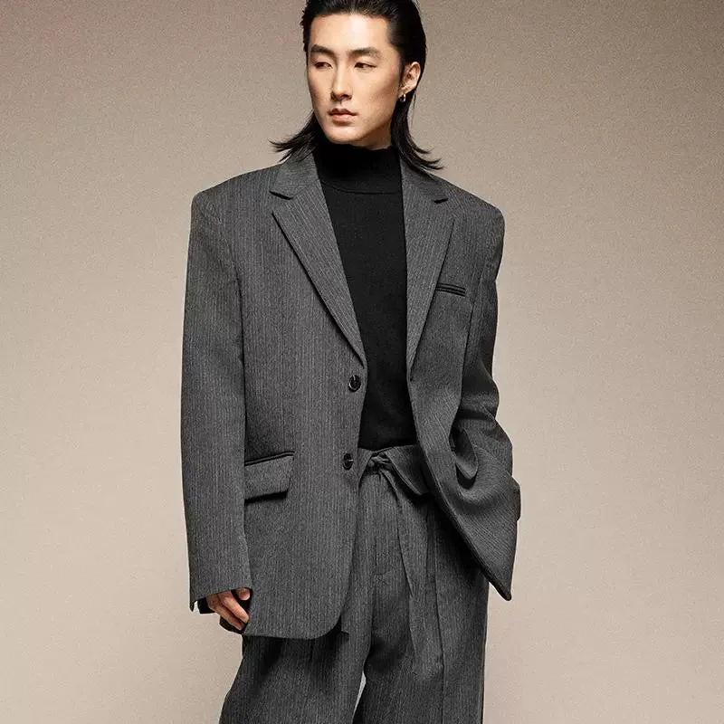 Gray Pinstripe Suit Jacket