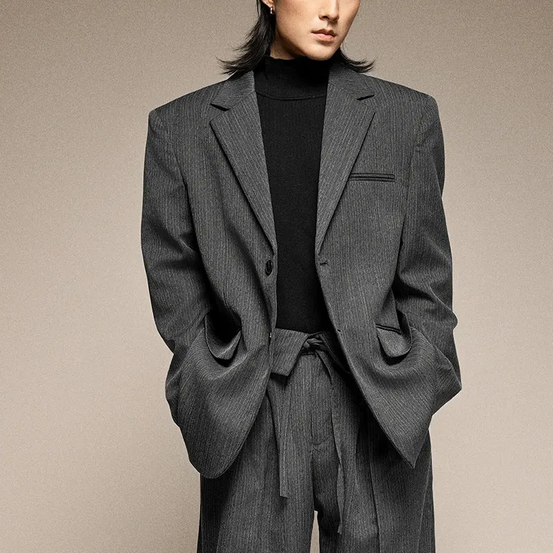 Gray Pinstripe Suit Jacket