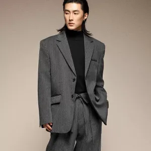 Gray Pinstripe Suit Jacket