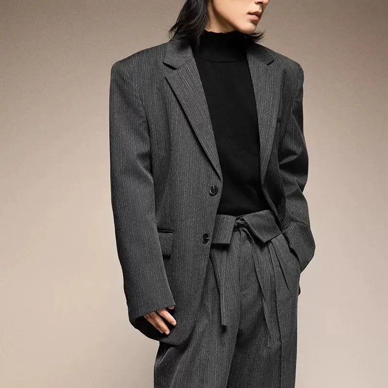 Gray Pinstripe Suit Jacket