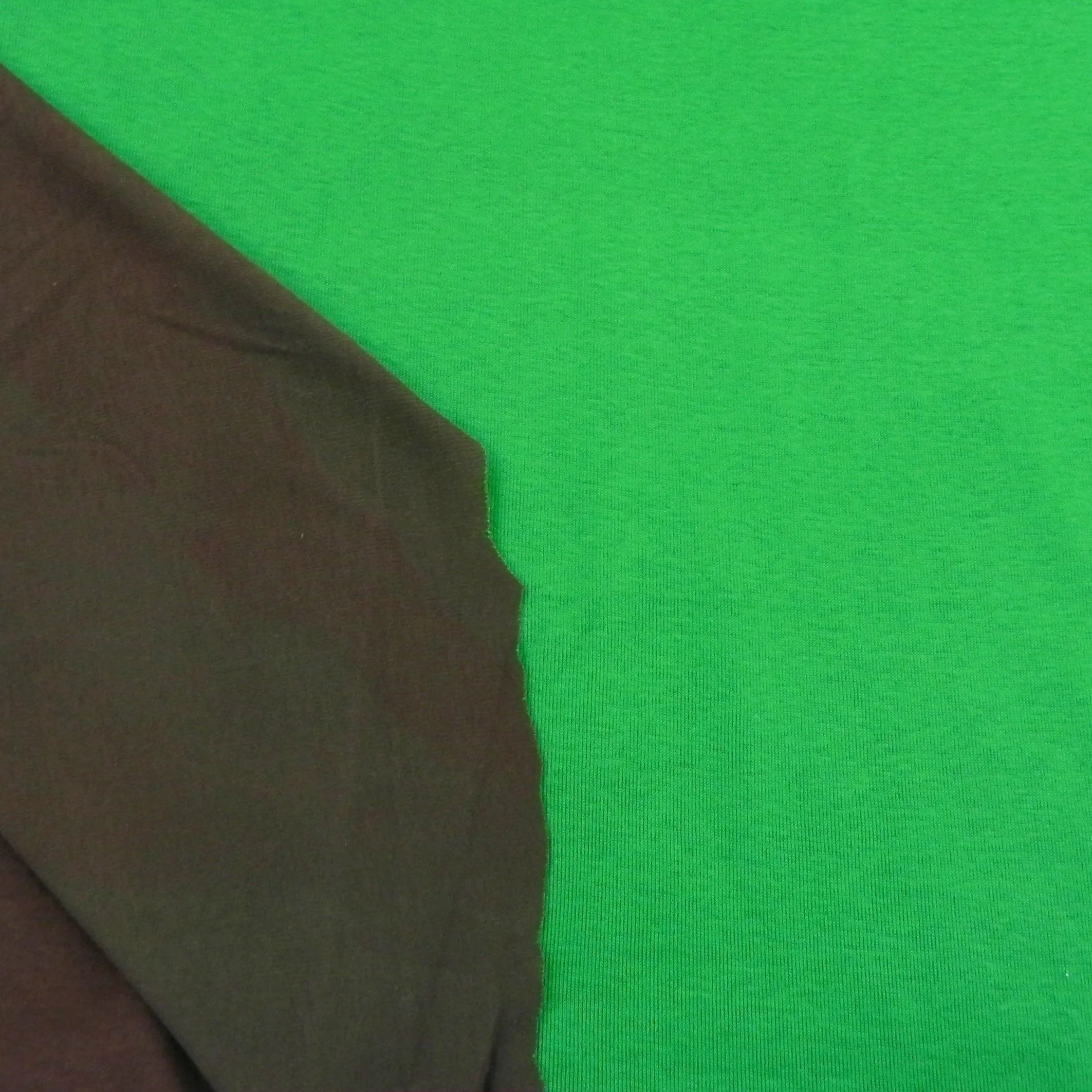 Green and Brown Cotton Rib Knit Fabric - Two Sides