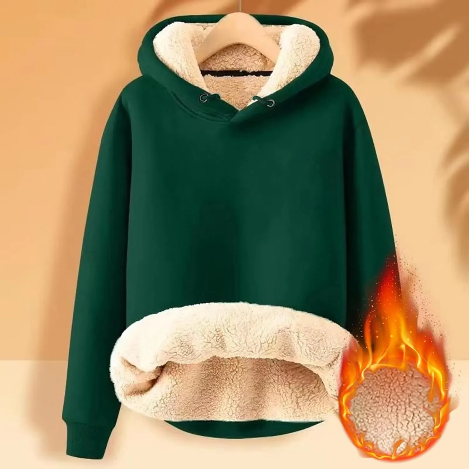Hoodies for Men Long Sleeve Drawstring Hoodies Soild Hooded Shirt Winter Thick Pullover Basic Hoodie Kangaroo Pocket