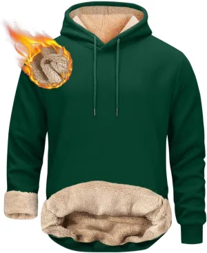 Hoodies for Men Long Sleeve Drawstring Hoodies Soild Hooded Shirt Winter Thick Pullover Basic Hoodie Kangaroo Pocket