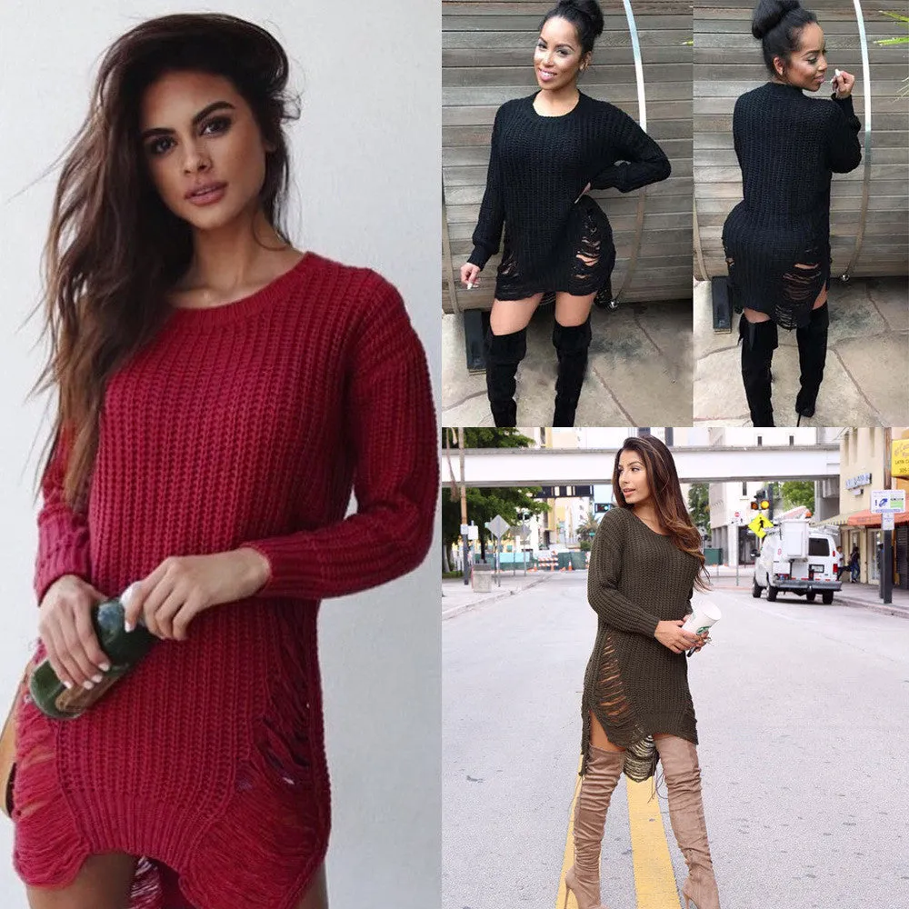 Leisure Hollow-Out Round Neck Sweater