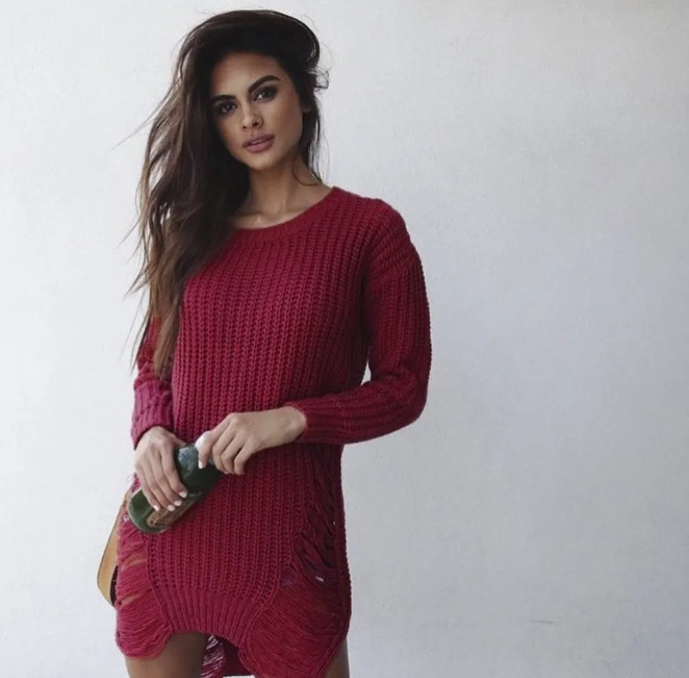 Leisure Hollow-Out Round Neck Sweater