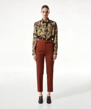 Machka Cigarette Fit Trousers With Belt Brick