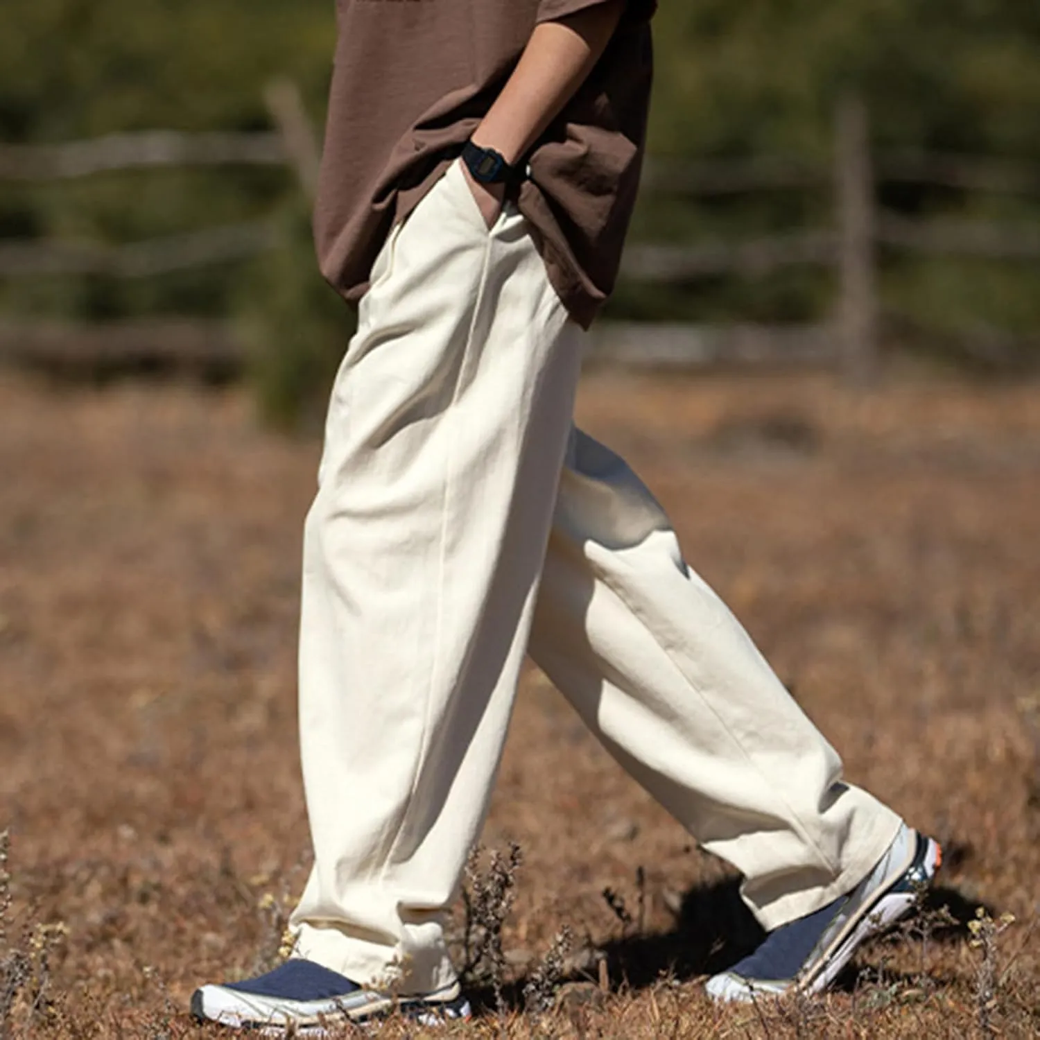 Mens Casual Pants 2024 Fashion Boho Drawstring Waist Pants Relaxed Slim Fit Streetwear Trousers with Pockets