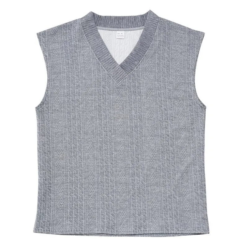 Men's Casual V-neck Loose Jacquard Sweater Sleeveless Vest 12597038L