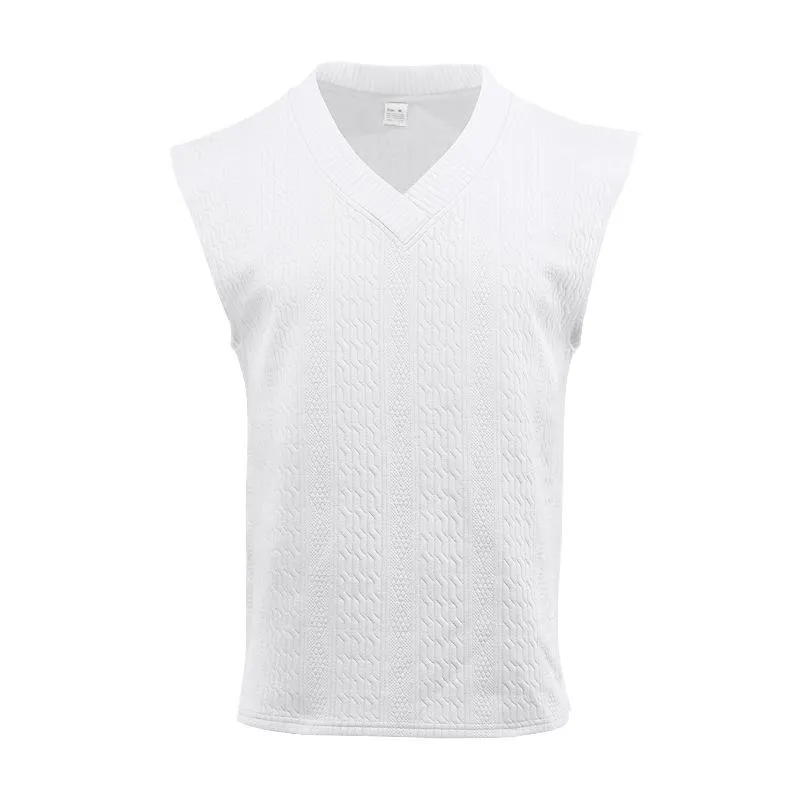 Men's Casual V-neck Loose Jacquard Sweater Sleeveless Vest 12597038L