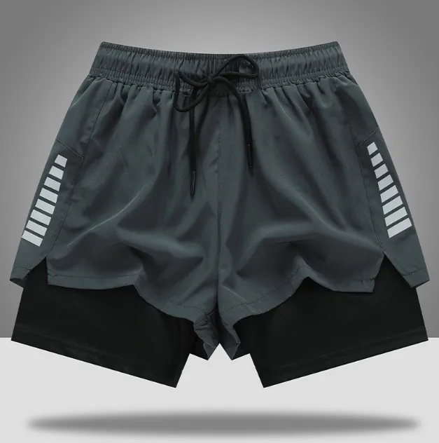 Men's sports shorts summer outdoor running fitness American basketball three-point pants lined with anti-light double-layer quick-drying pants